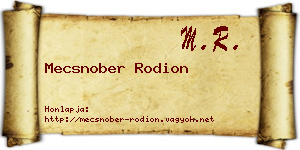 Mecsnober Rodion névjegykártya